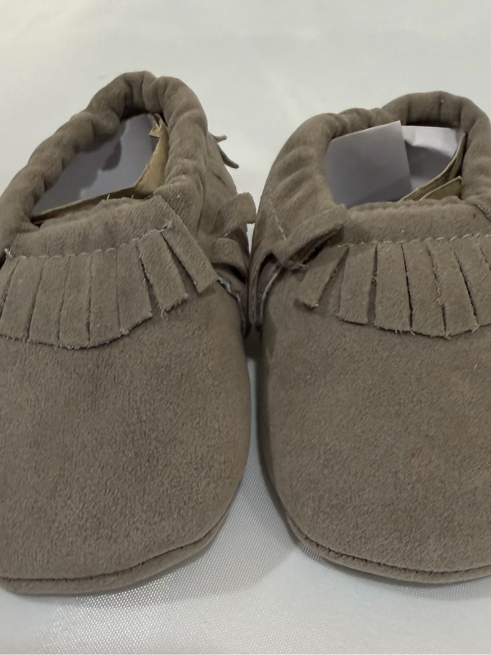 Kids Fringe Moccasins - Taupe baby size 1